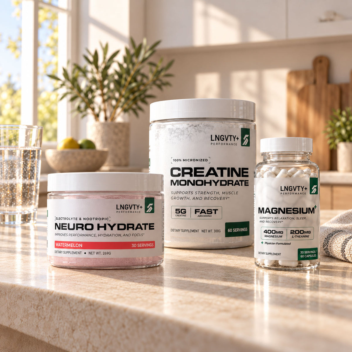 Hydration + Strength + Recovery Stack with Neuro Hydrate, Creatine Monohydrate, and Magnesium+