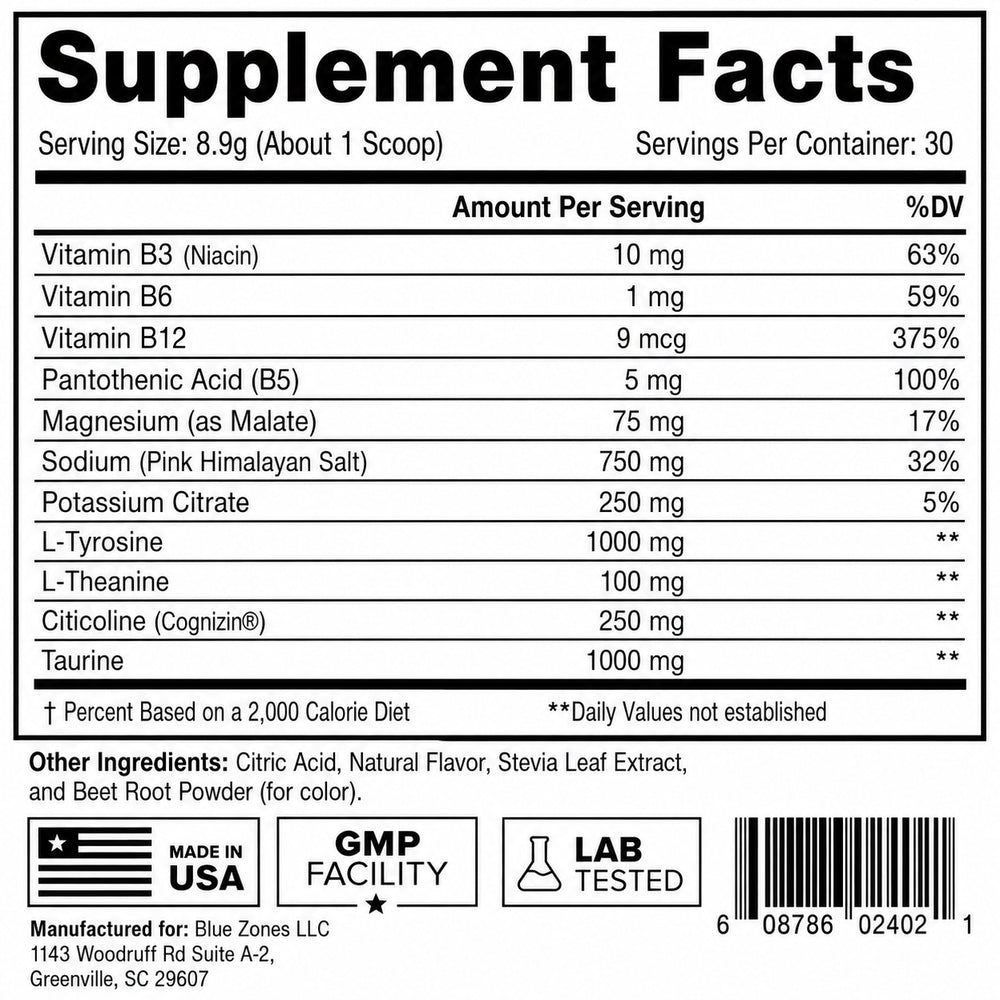 Neuro Hydrate Supplement Facts — Watermelon