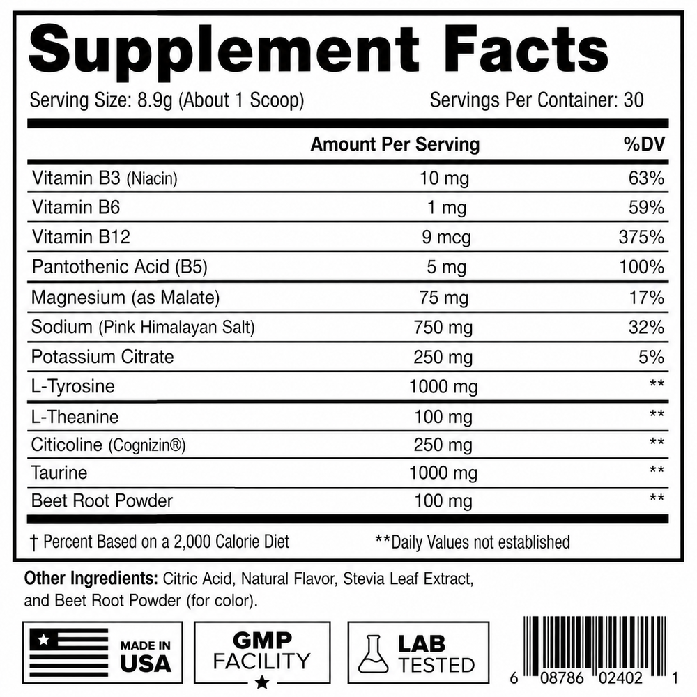 Neuro Hydrate Supplement Facts